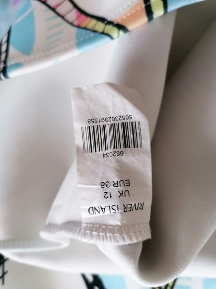 River Island Dress Size 12 Bodycon Cream Black Pastels - Picture 7 of 11